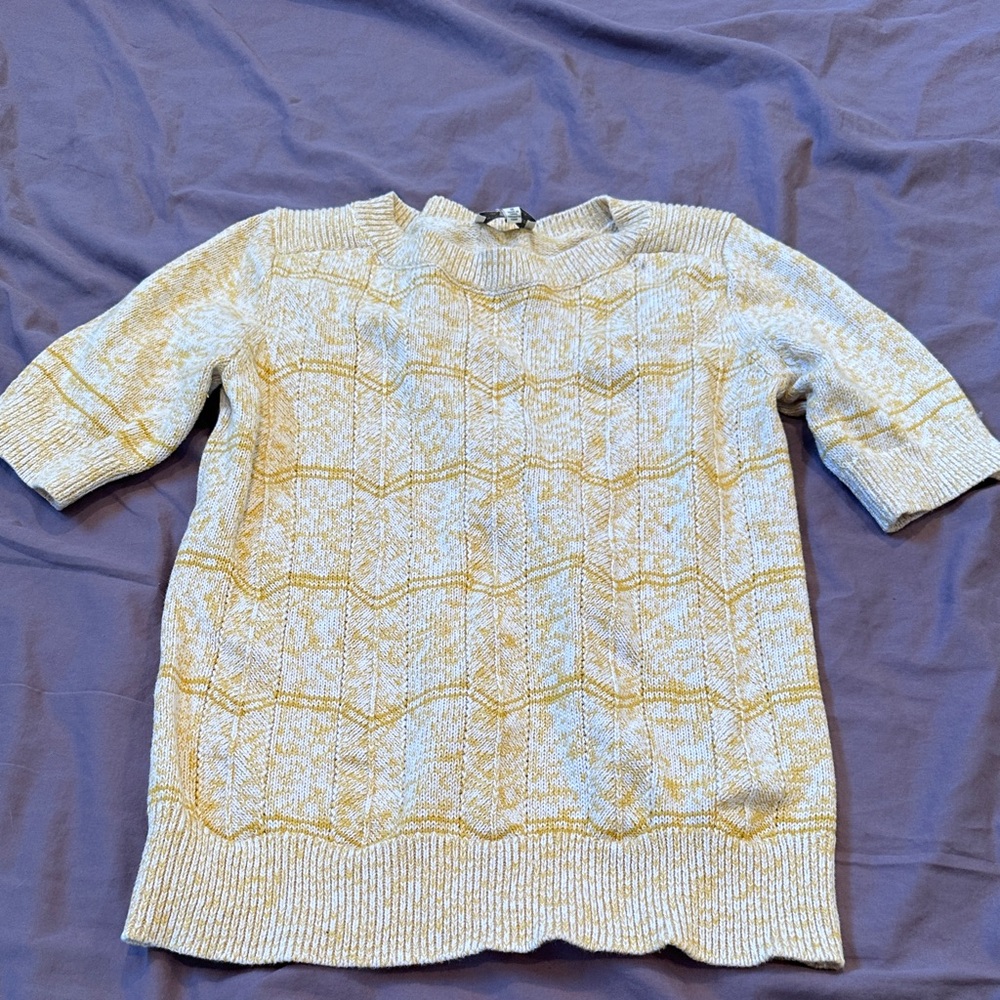 Lucky Brand Women's Cream and Gold Patterned Sweater